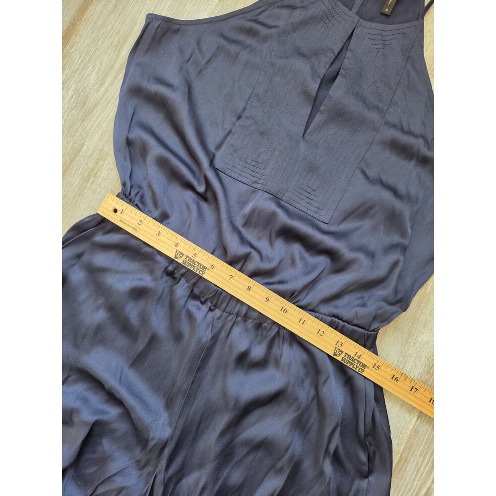 BCBGMAXAZRIA Navy Blue Wide Leg Halter Jumpsuit Keyhole Womens M EUC - Picture 7 of 11
